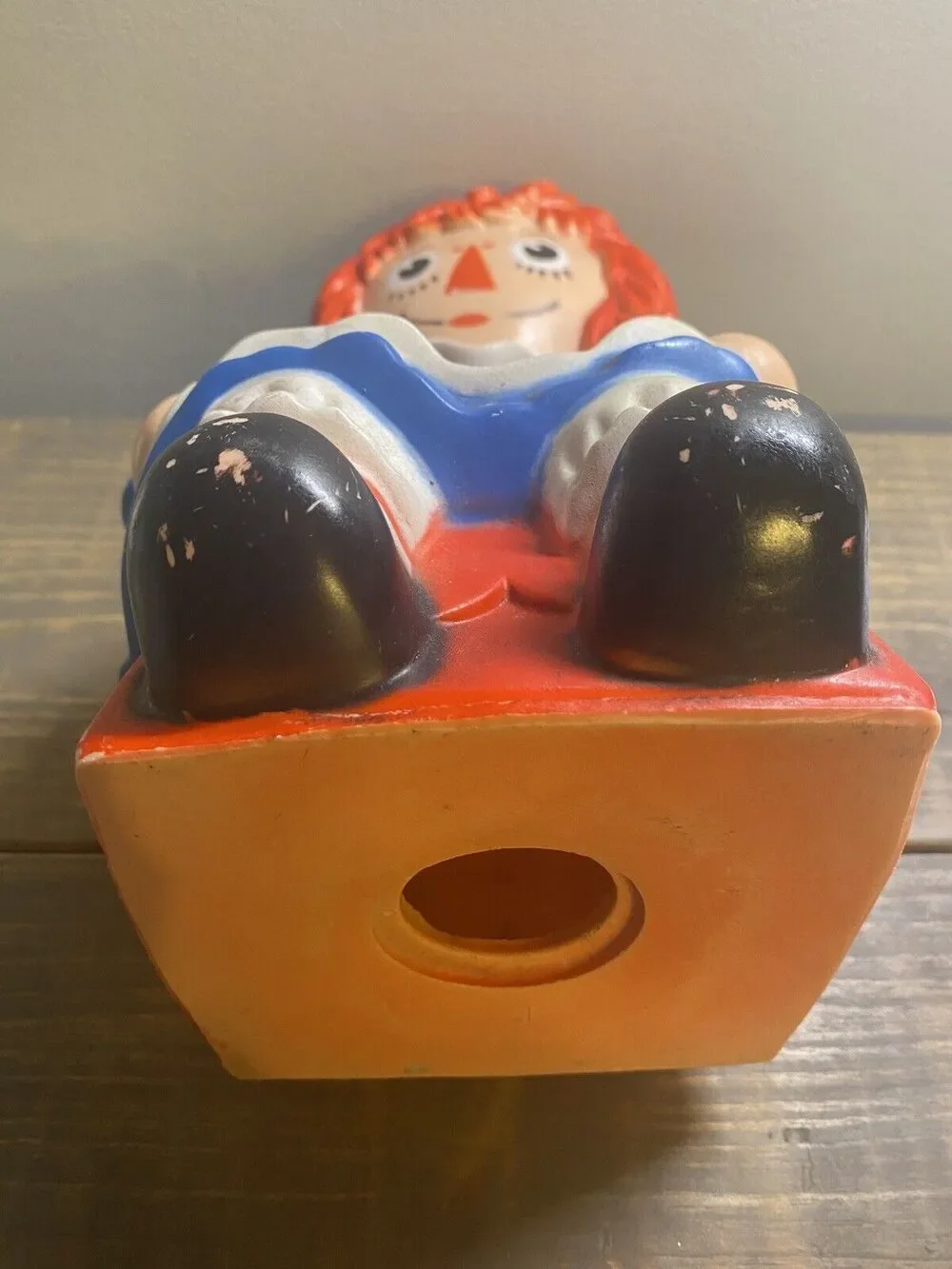 Vintage 1972 RAGGEDY ANN Plastic Piggy Bank BOBBS MERRILL MY TOY CO. Large 10.5